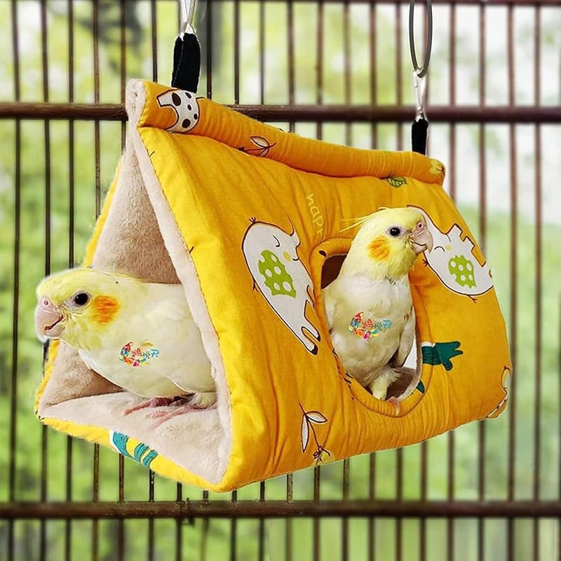 قفص عش الطيور مبطن بالفرو الدافئ للطيور الصغيرة، ببغاء، كوكاتيل، كوخ تربية واستراحة - Image 4